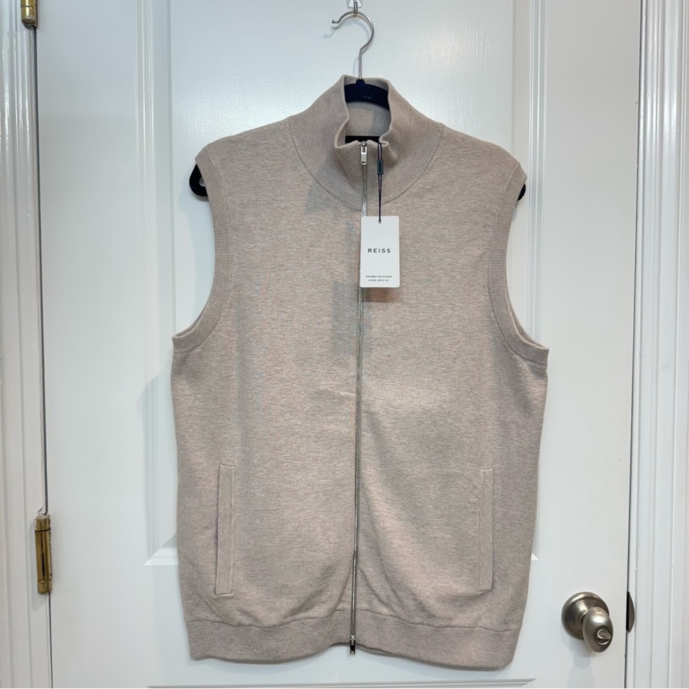Reiss Light Gray Zip-Up Vest